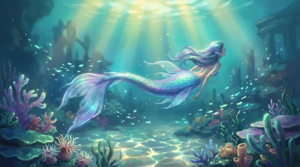 Mermaid in a sunken ship hold