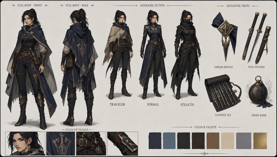 Outfit and prop reference