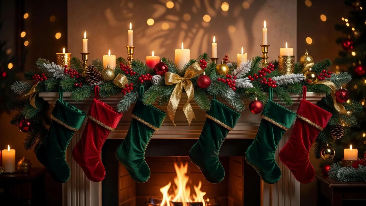 Fireplace mantel wide shot