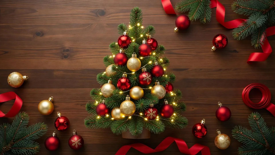 Flat-lay with ornaments
