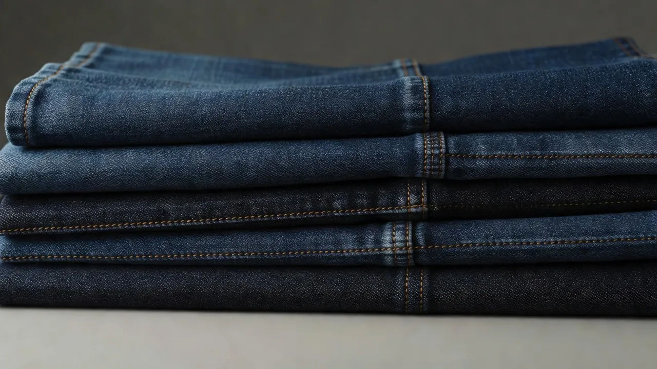 Folded jeans still life