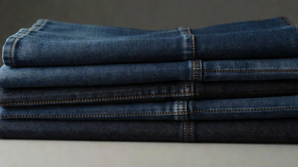 Folded jeans still life