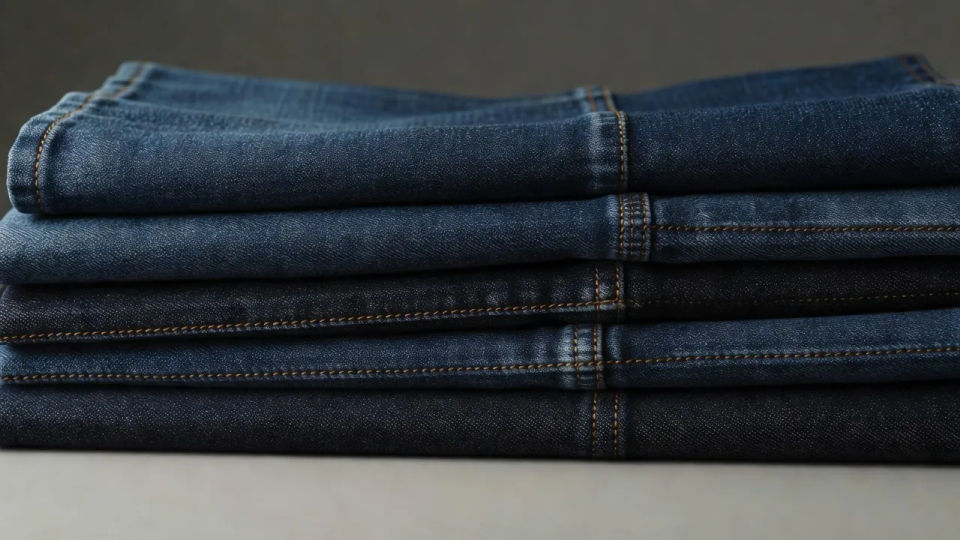 Folded jeans still life