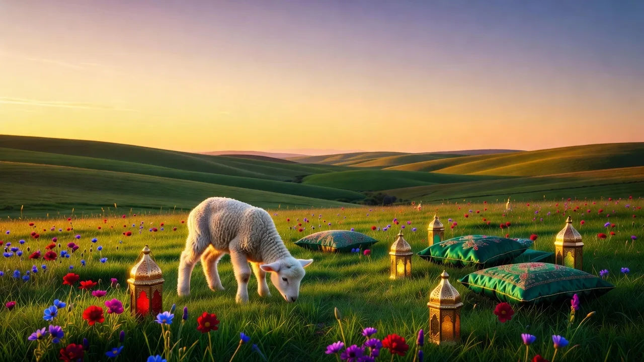Pastoral meadow wide shot