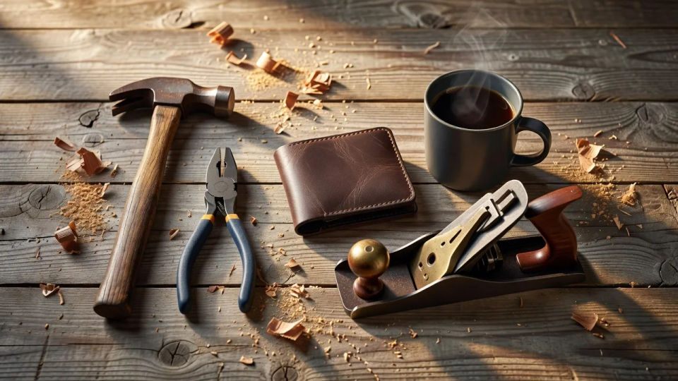 Workshop flat-lay panorama