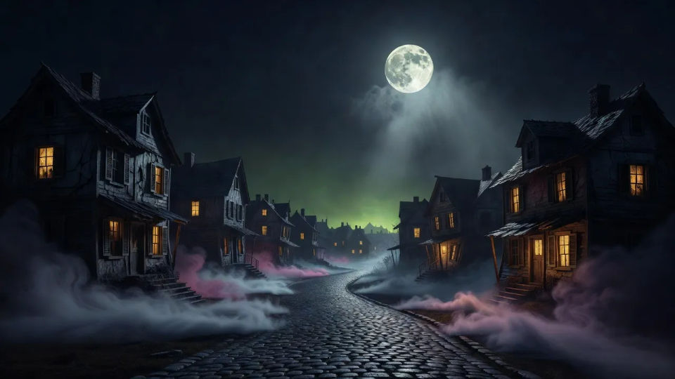 Haunted street panorama