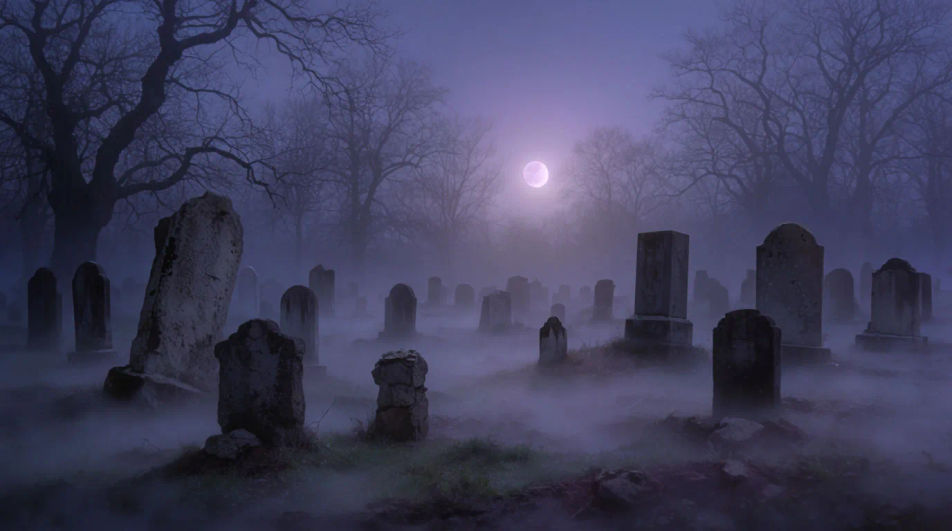 Cimetière dans la brume