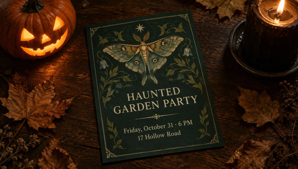 Printed card by candlelight