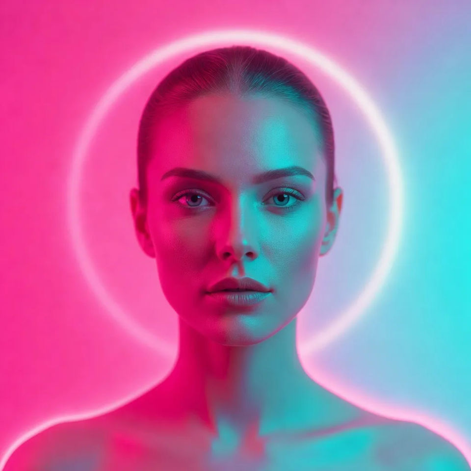 Neon-gradient backdrop crop