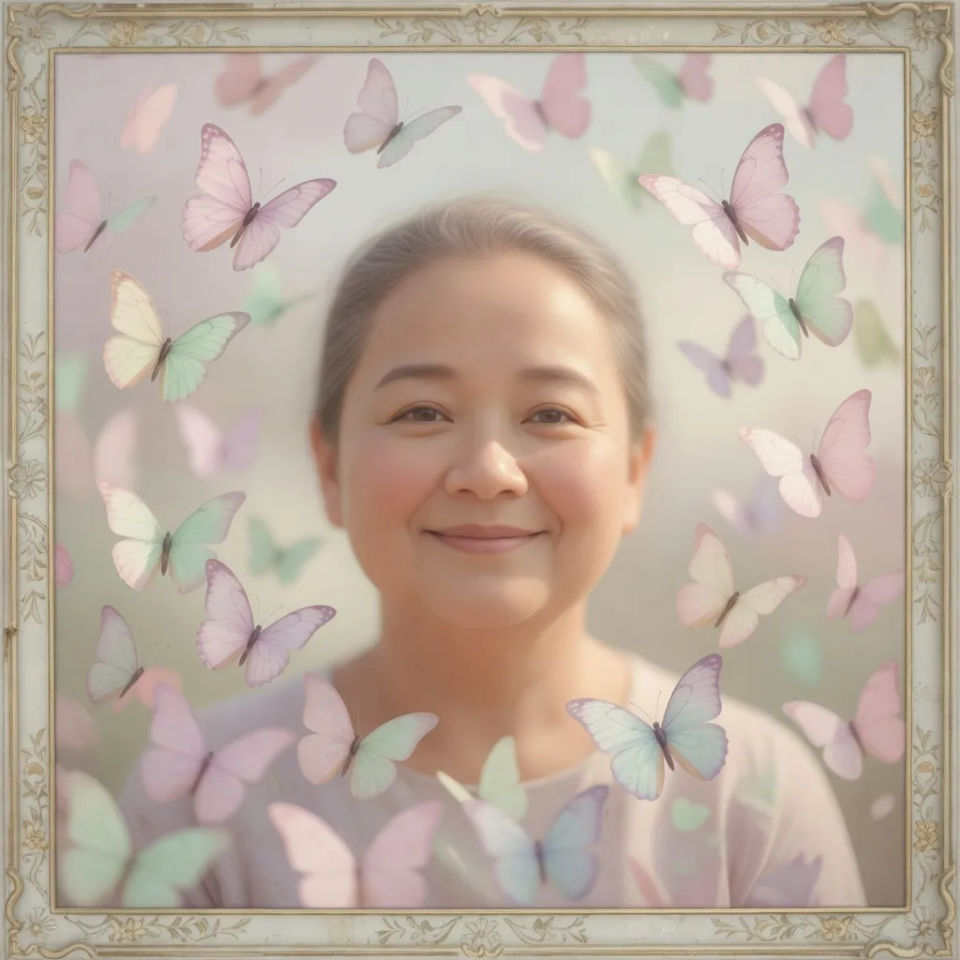 Butterfly-motif backdrop crop