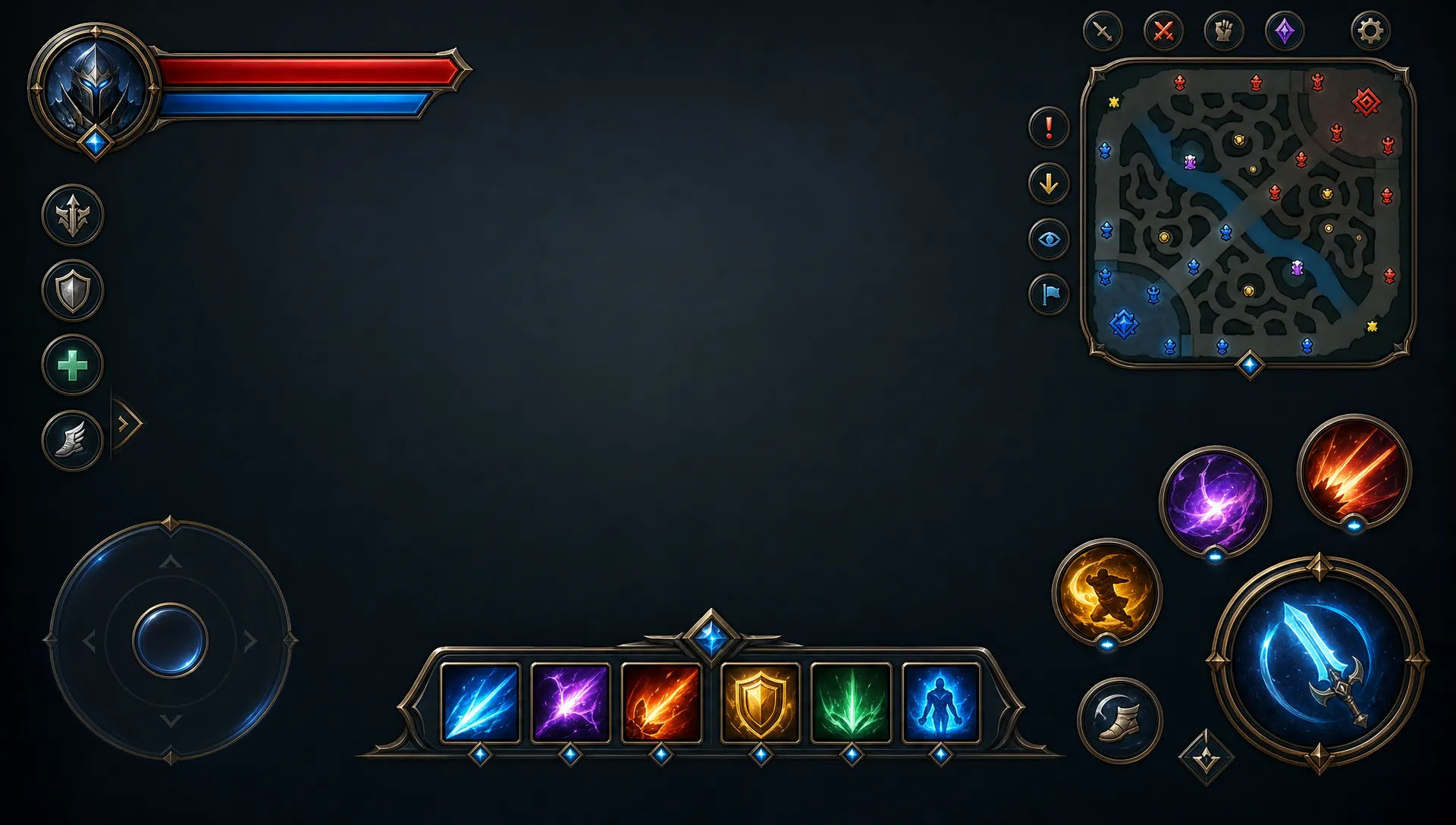 HUD mockup with icons placed