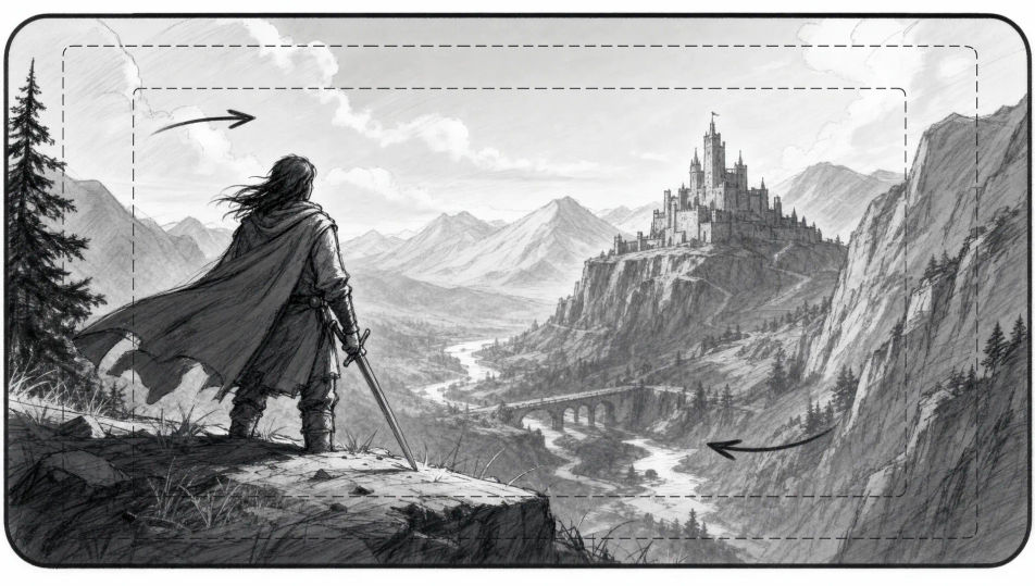 Widescreen film frame with safe-area