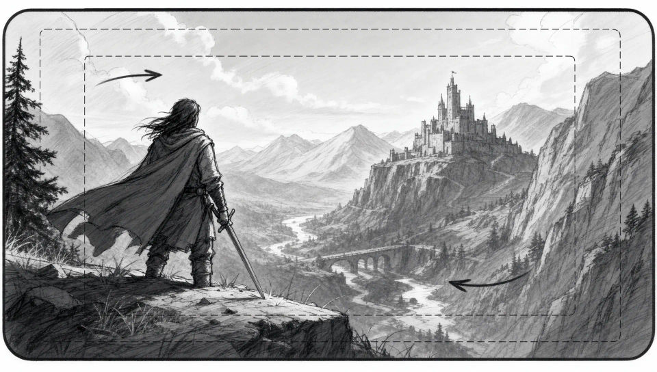 Widescreen film frame with safe-area