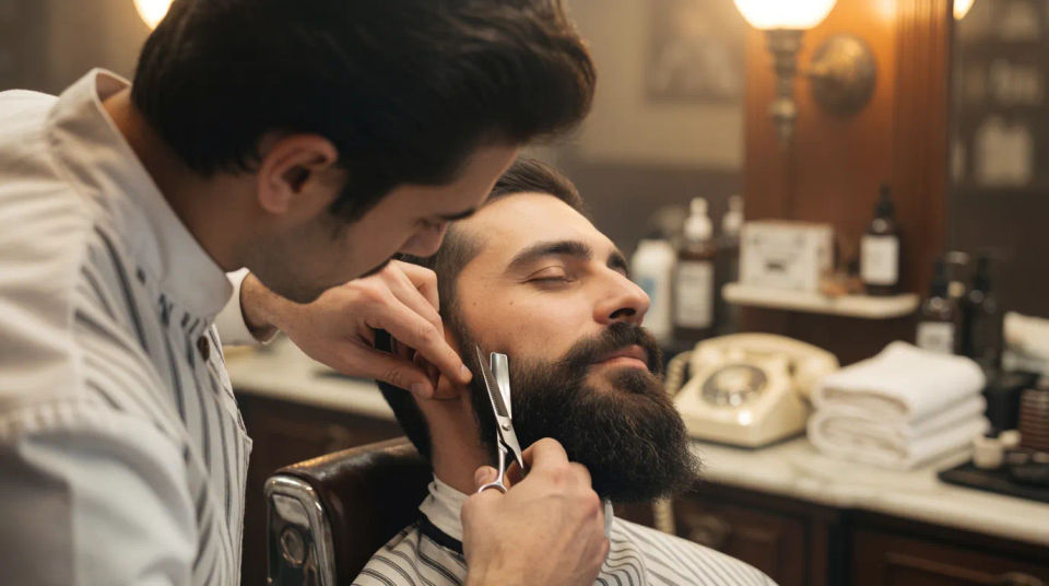 Barber styling session