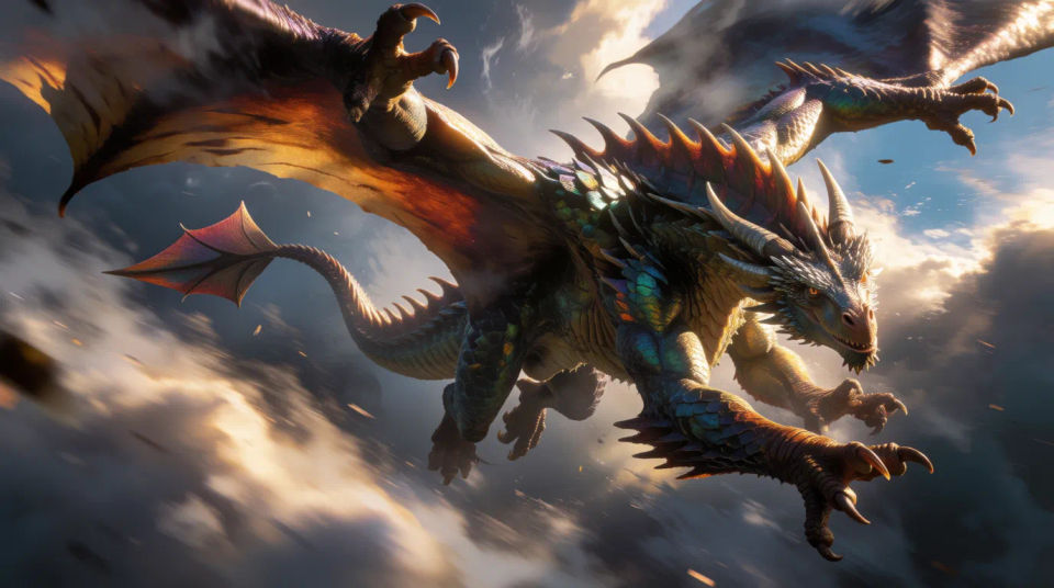 Dragon in mid-flight