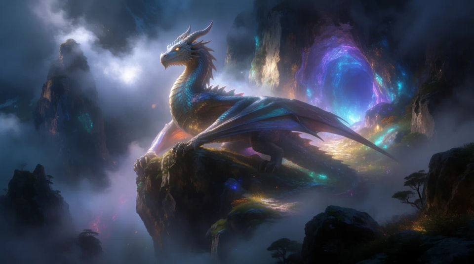 Dragon in fantasy setting