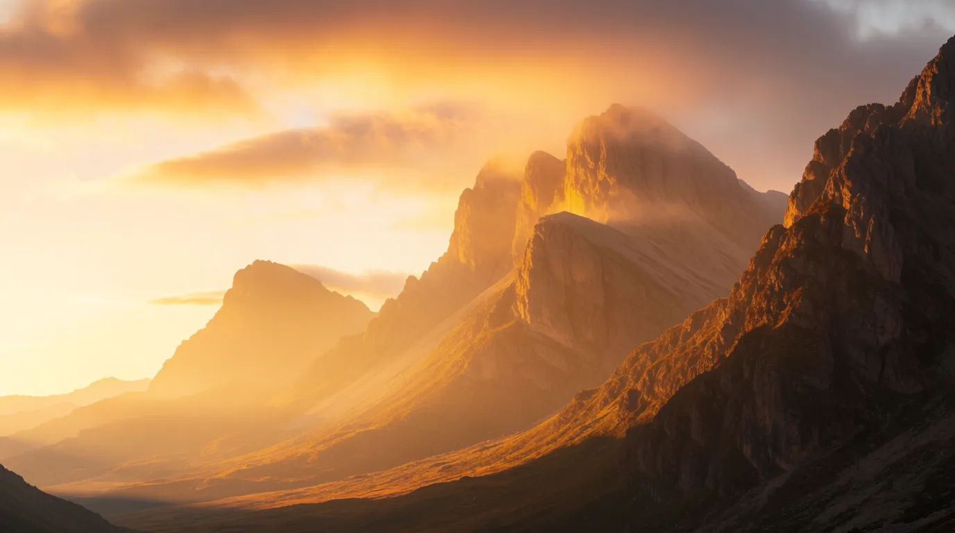 Dawn sky over mountains