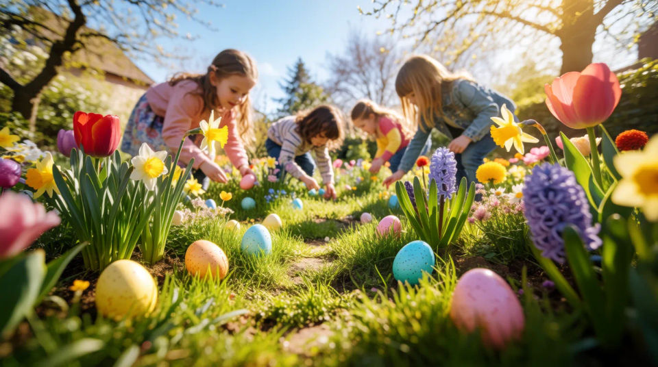 Easter egg hunt scene