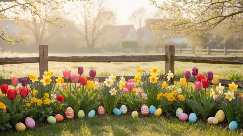 Spring garden setting