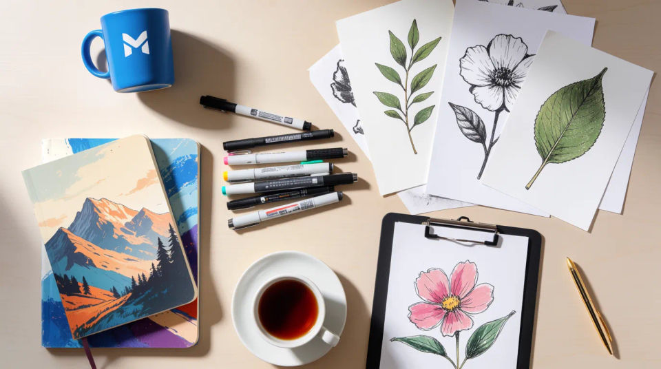 Artist's desk setup