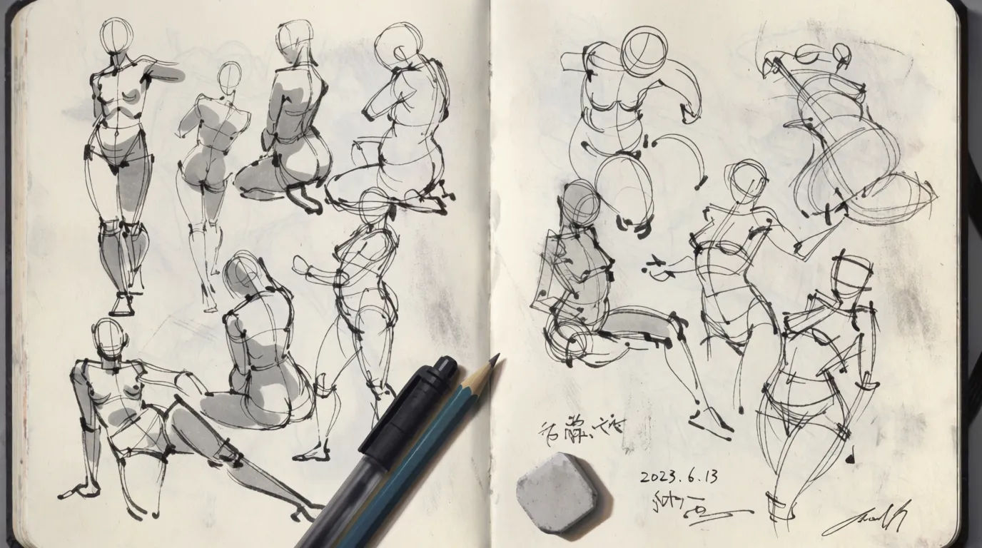 Sketchbook open spread