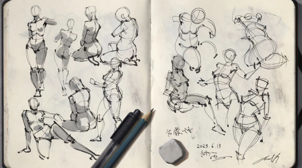 Sketchbook open spread