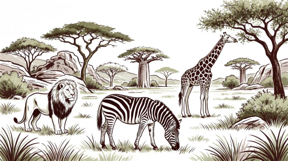 Savanna animal gathering