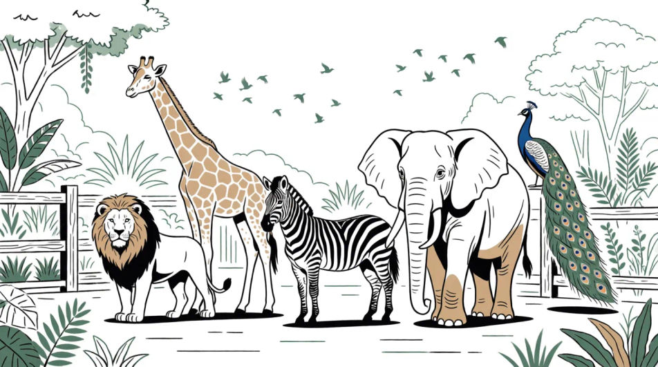 Zoo animal lineup
