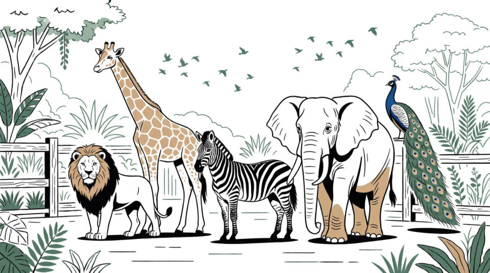 Zoo animal lineup
