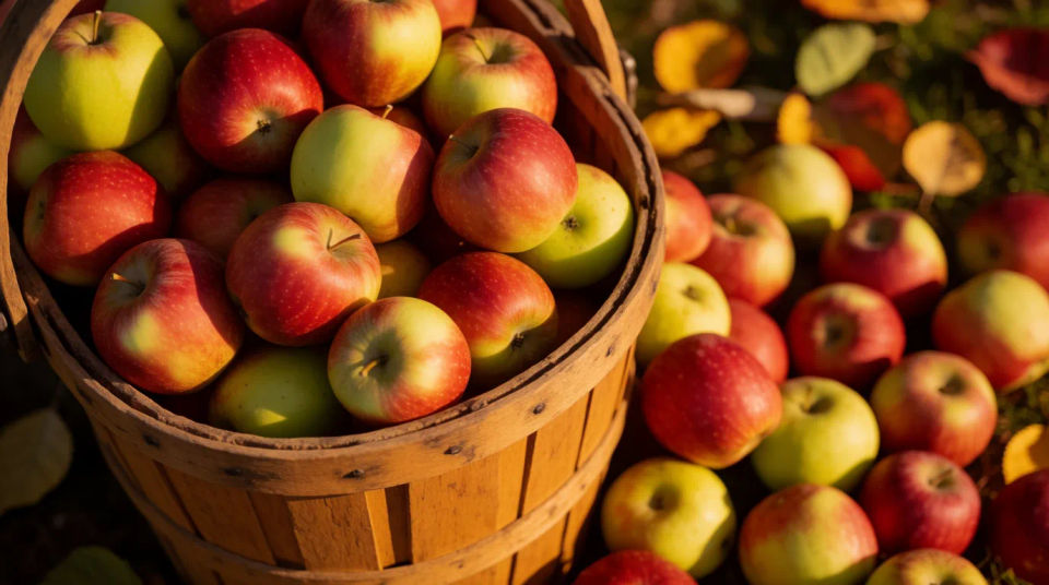 Apple and basket still life