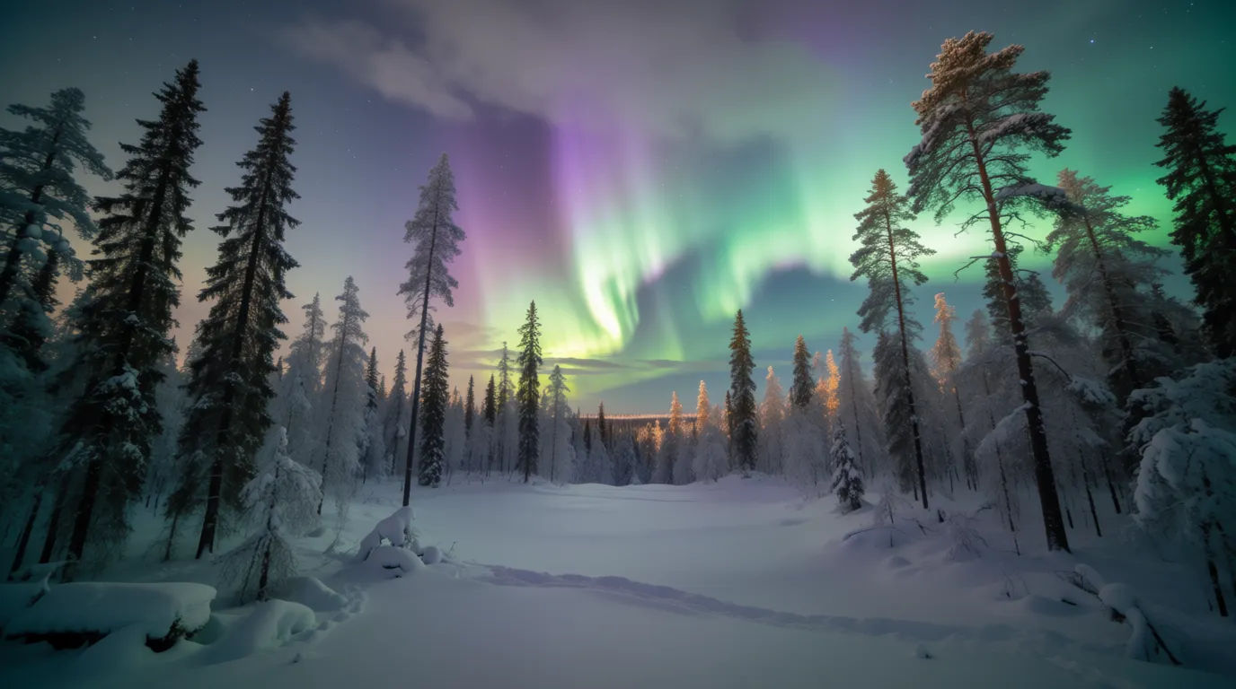 Aurora forest clearing