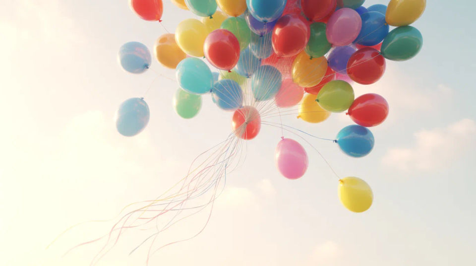 Ascending balloon bunch