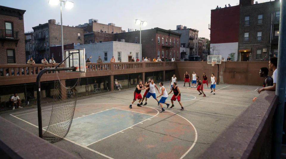 Street court under lights