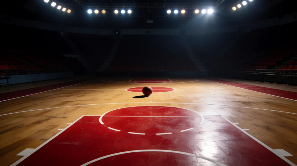 Leerer Court im Glanz