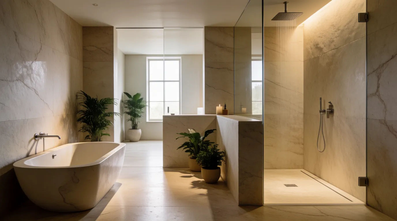 Spa-inspired stone bathroom