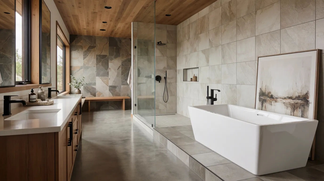 Warm contemporary bathroom