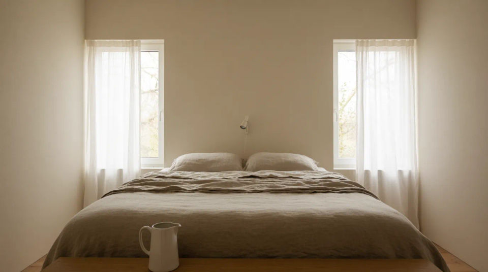 Ruhiges minimalistisches Schlafzimmer