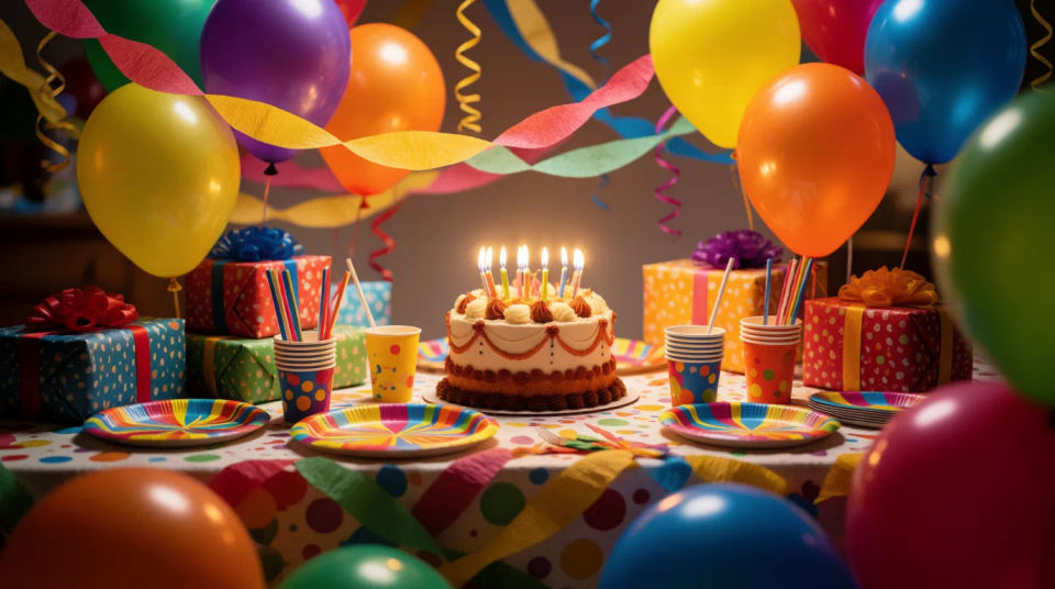 Birthday cake table setup