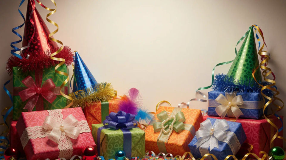 Gift-wrapped corner arrangement