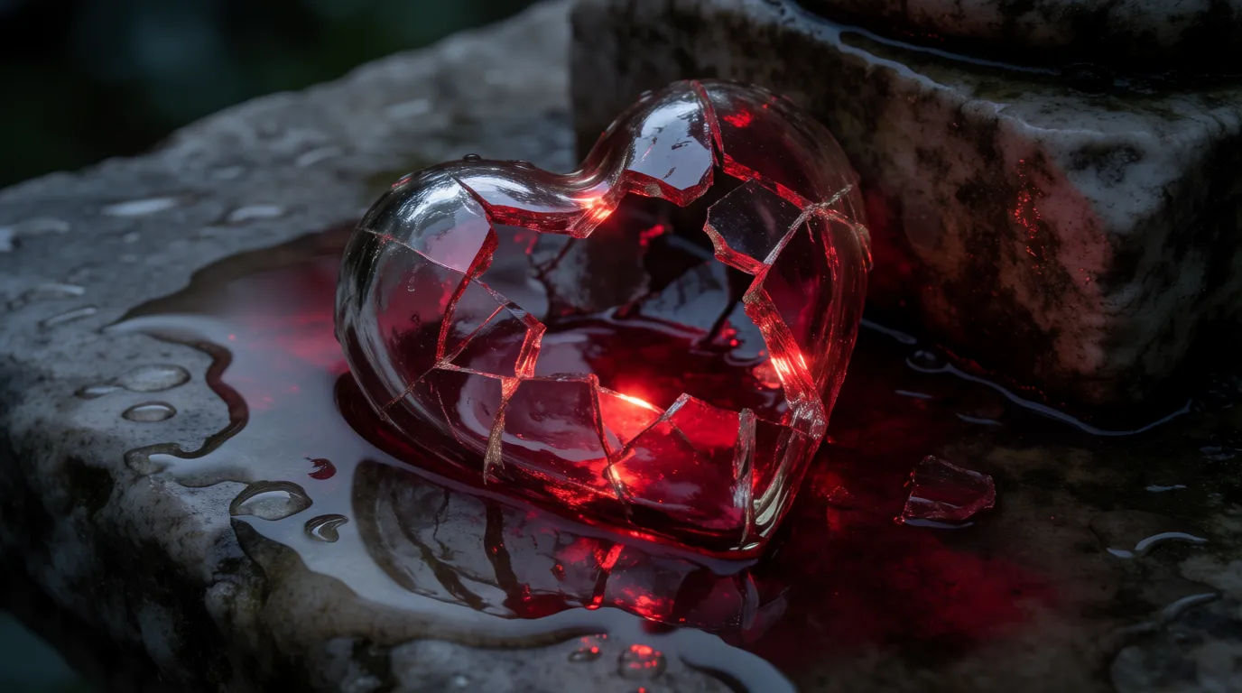 Shattered heart on stone