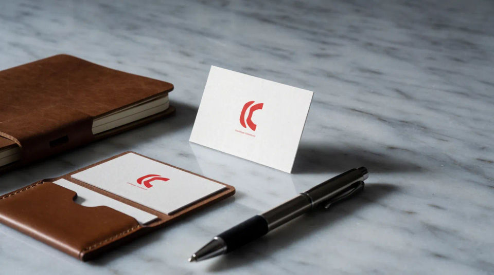 Card on marble desk