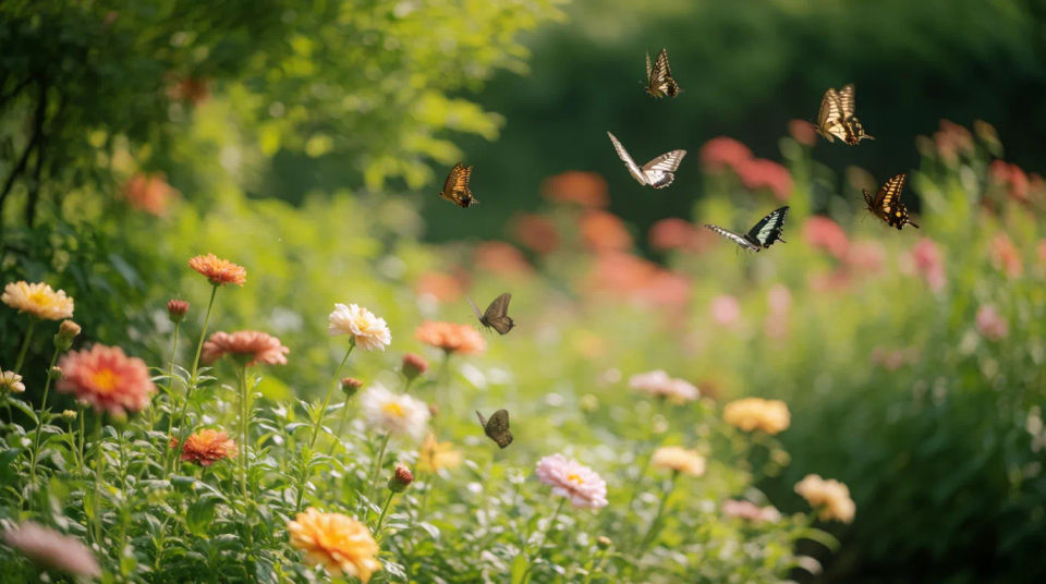 Butterfly garden landscape