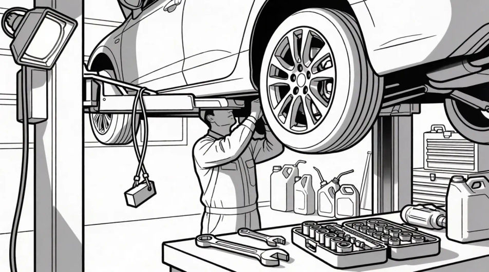 Garage maintenance scene