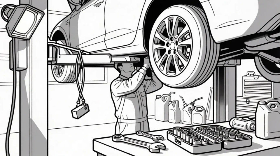Garage maintenance scene