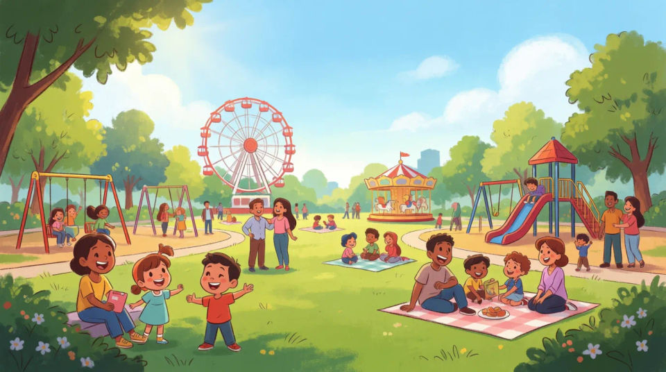 Sonniger Parkspielplatz