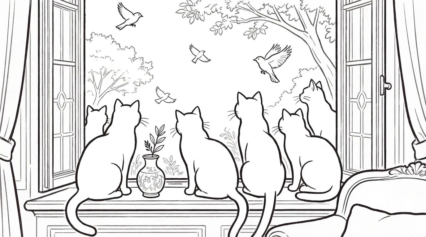 Cats on window sill