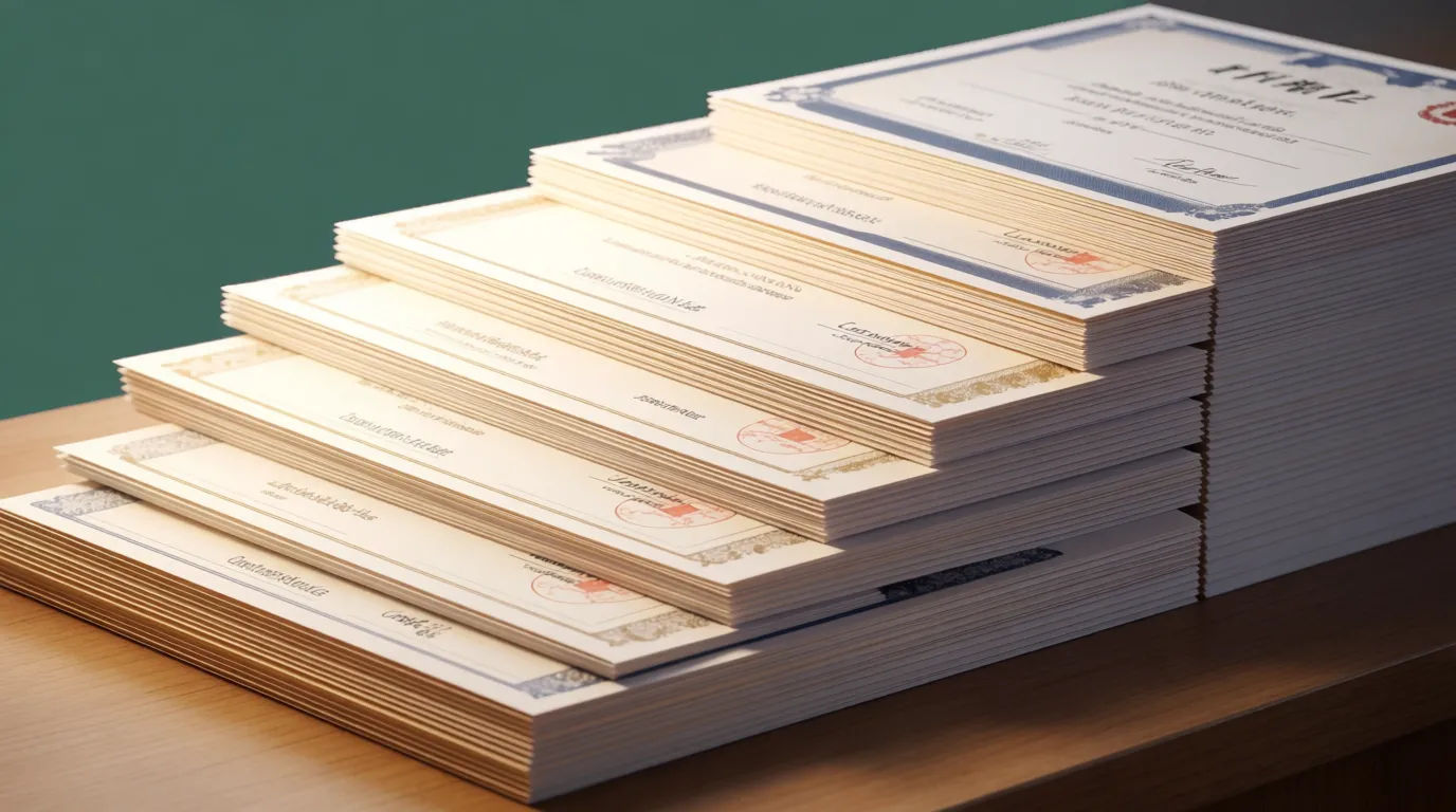 Stack of certificates for distribution