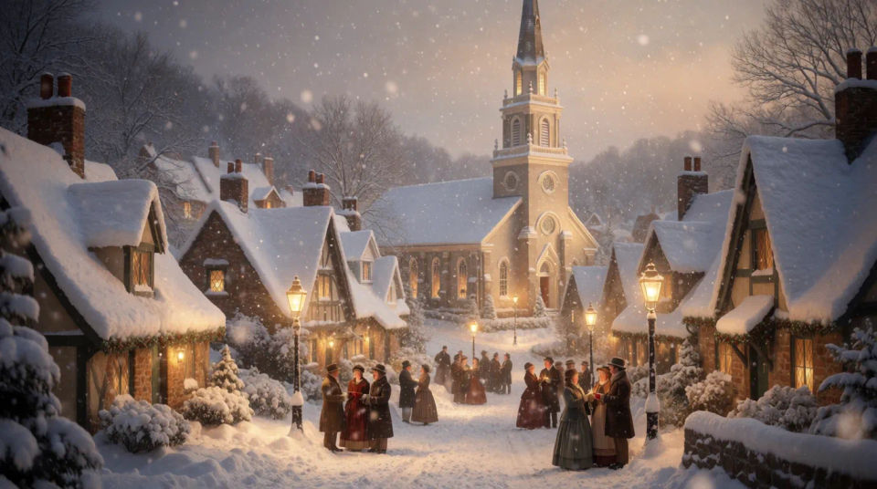 Winter village scene