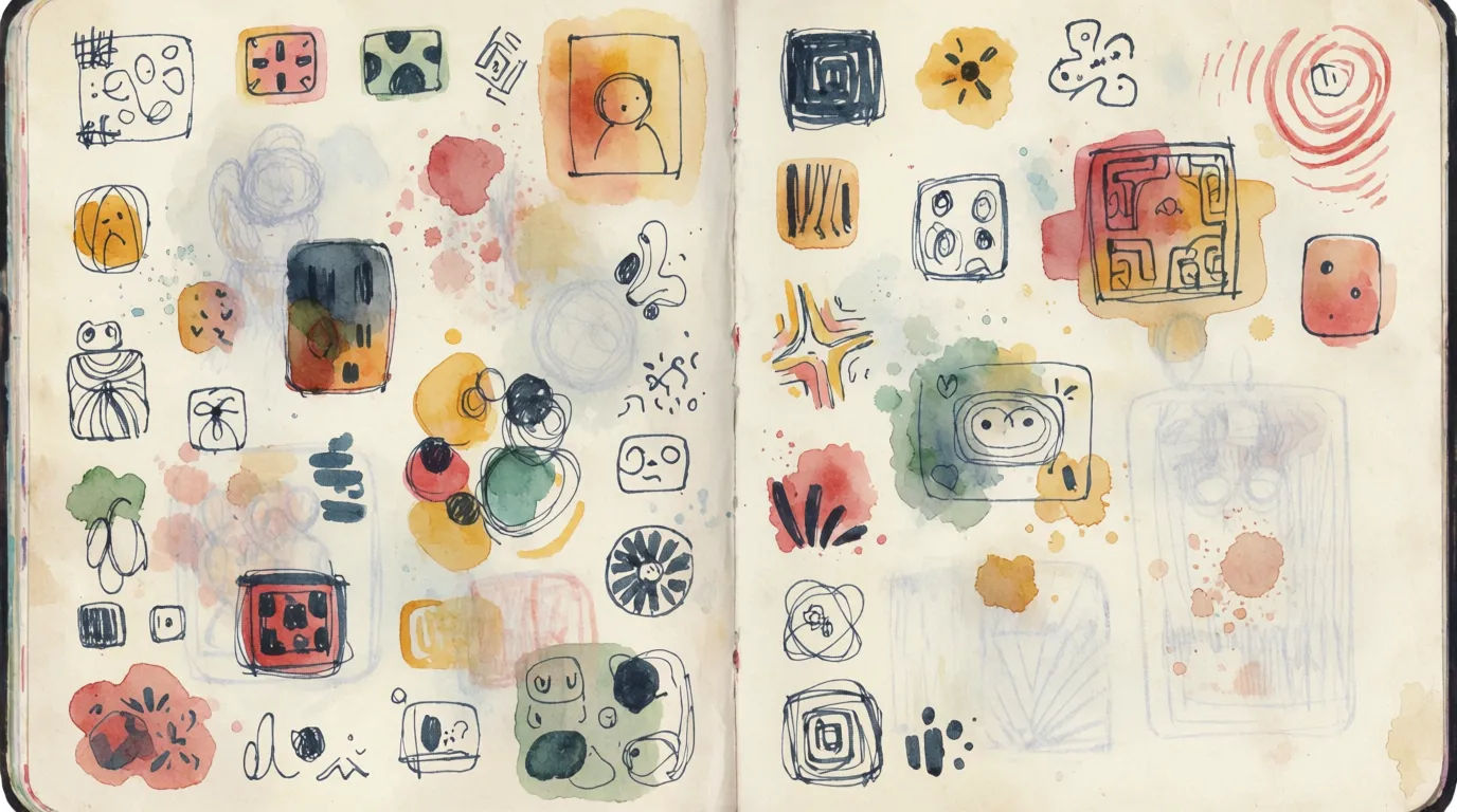 Sketchbook page of doodles