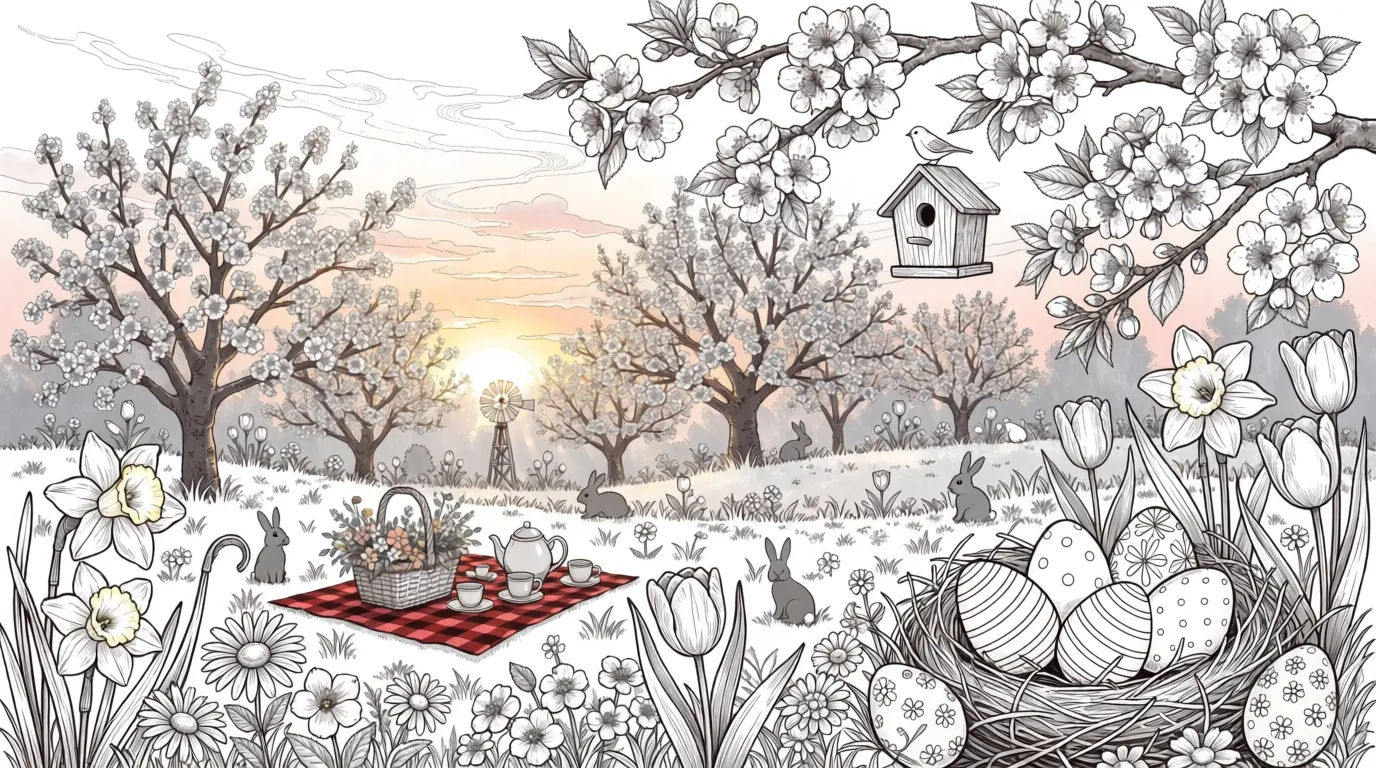 Sunrise over spring landscape